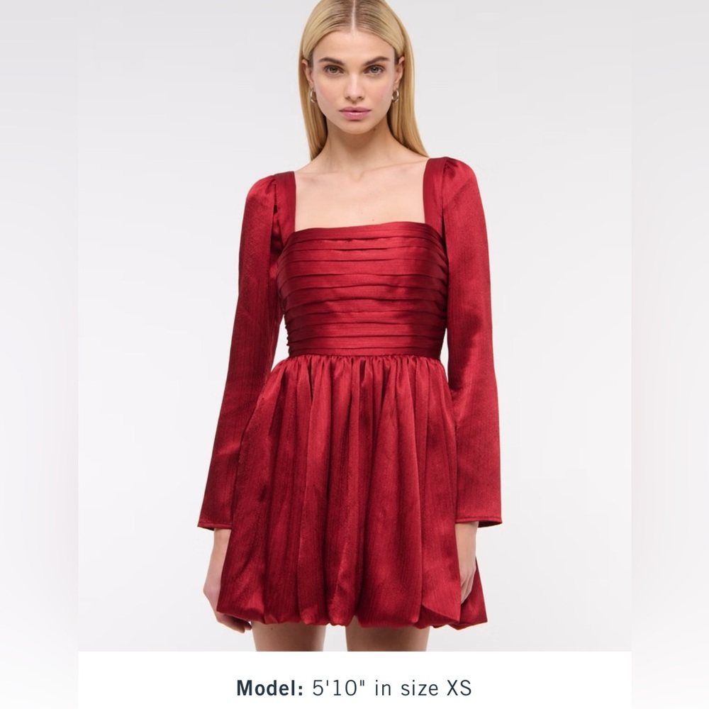 Abercrombie be & Fitch Emerson Bubble Hem Satin Dress